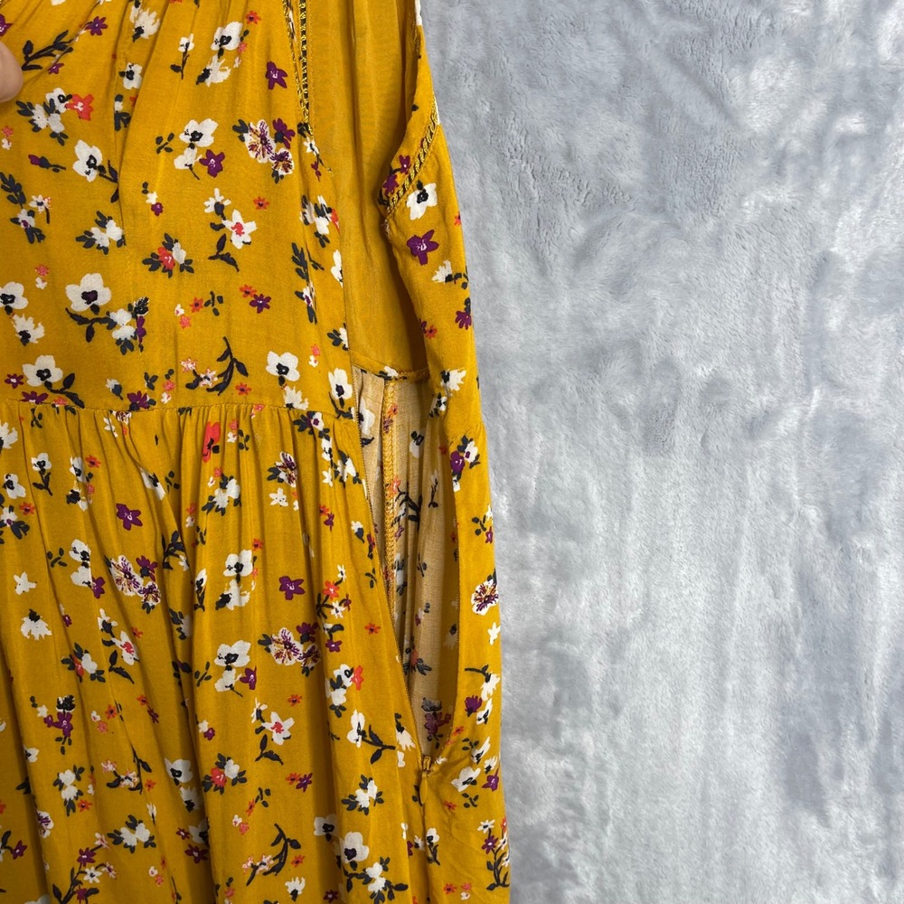 Cooperative Cindy Dress Womens 2 Mustard Yellow Ditsy Floral Preppy Cottage Boho - Picture 3 of 9